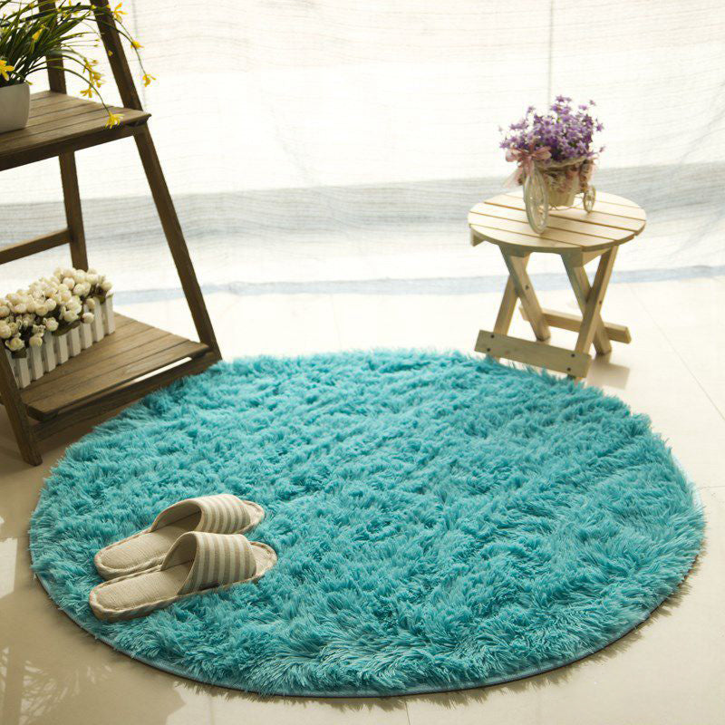 Modern Living Room Rug Multi Color Plain Carpet Faux Wool Machine Washable Indoor Rug