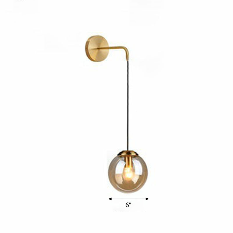Glass Spherical Wall Sconce Light Simple Single Bulb Wall Hanging Lighting for Living Room