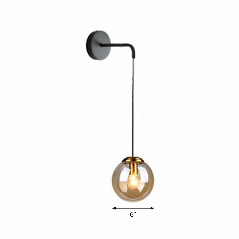 Glass Spherical Wall Sconce Light Simple Single Bulb Wall Hanging Lighting for Living Room
