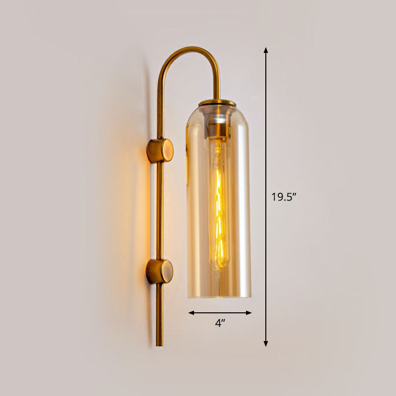 Elongated Dome Wall Sconce Light Post-Modern Glass 1-Light Corridor Wall Lamp with Gooseneck Arm