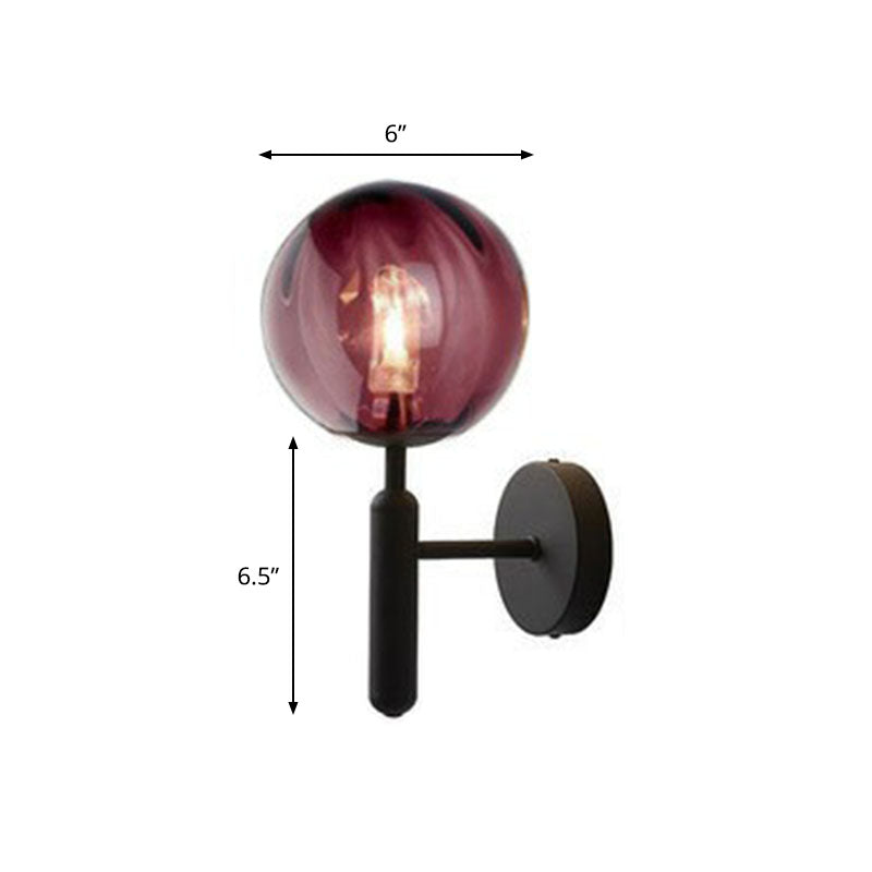 Glass Ball Mini Wall Light Kit Postmodern Single-Bulb Sconce Lighting Fixture for Bedroom