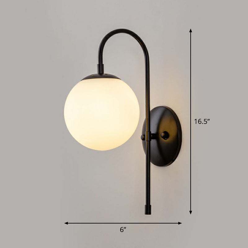 Gooseneck Restaurant Wall Lighting Ideas Metal 1-Light Minimalist Wall Sconce with Ball Glass Shade