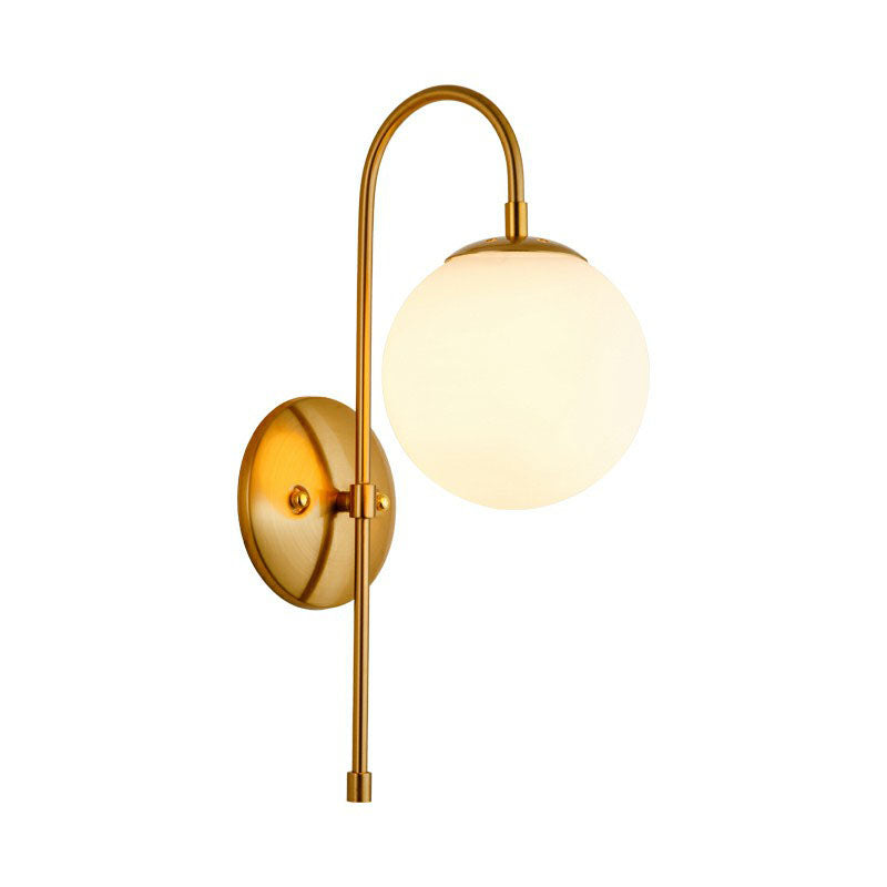 Gooseneck Restaurant Wall Lighting Ideas Metal 1-Light Minimalist Wall Sconce with Ball Glass Shade
