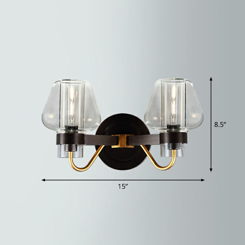 Luce a monte a parete del portico conico in vetro a 1 luci a parete post-moderna lampada