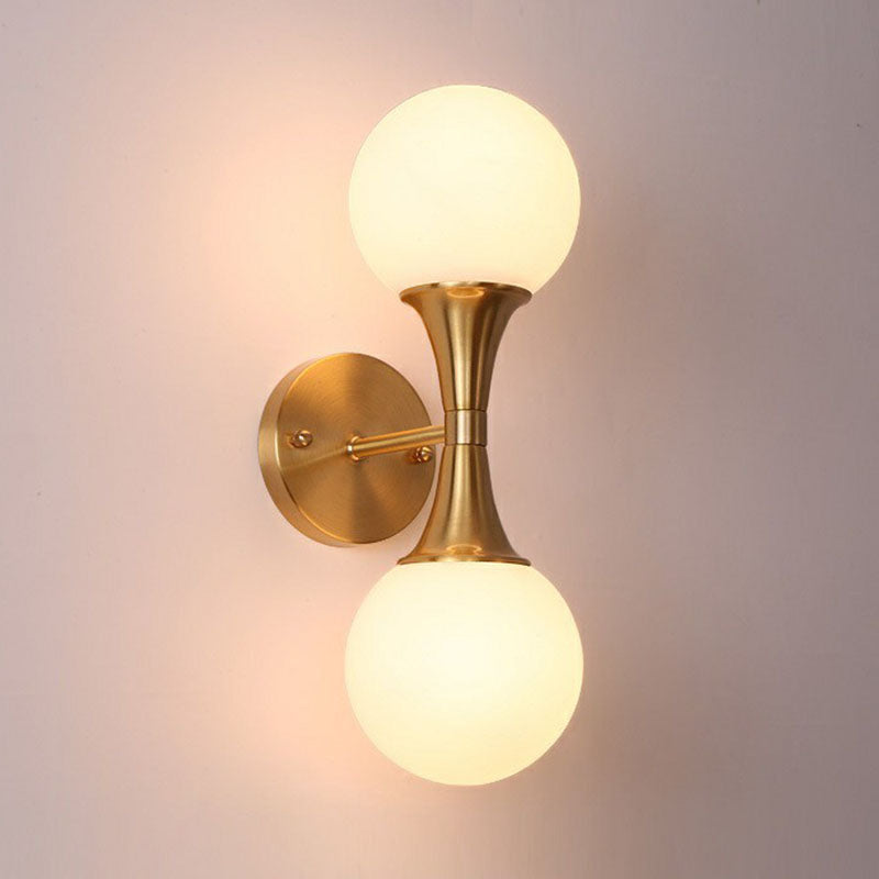 Spherical Sconce Wall Lighting Postmodern Milk Glass Living Room Wall Lamp in Gold