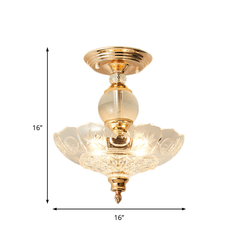 12 "/16" diámetro acampado semi flanpes de montura moderna 1 lámpara de techo ligera en negro/dorado con soportes de cristal