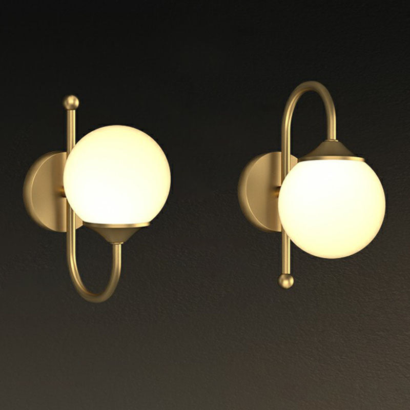 Minimalistische kogel LED Wandlamp Paksel Cream Glass Diner Room Wand SCONCE LICHT IN GOUD