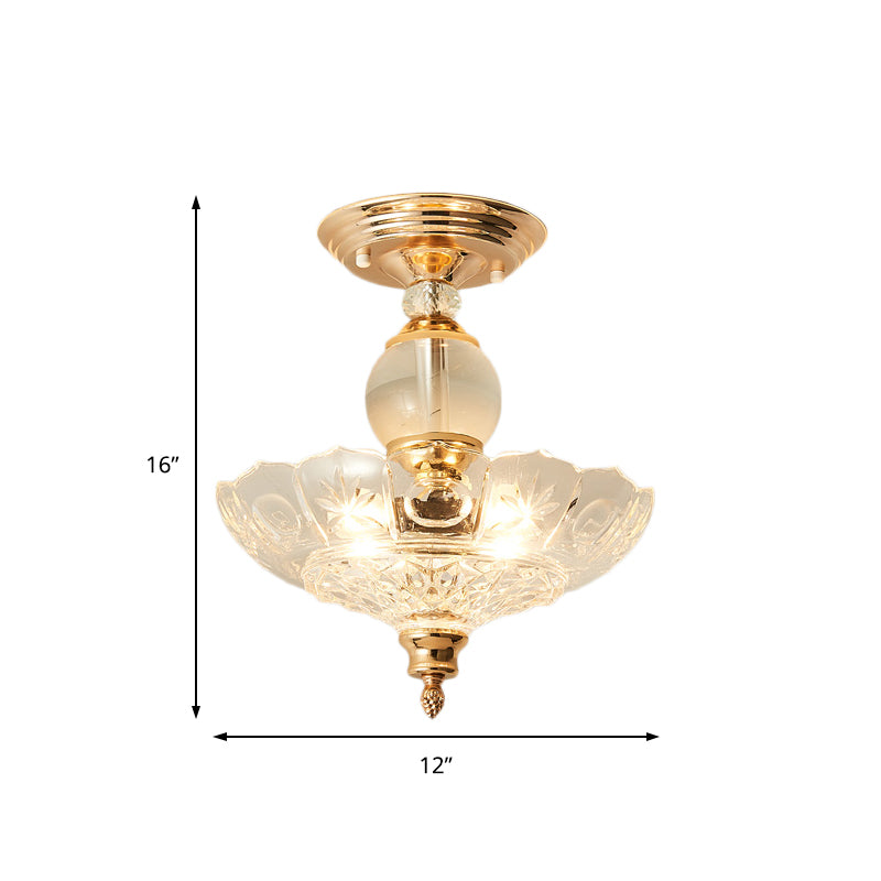 12 "/16" diámetro acampado semi flanpes de montura moderna 1 lámpara de techo ligera en negro/dorado con soportes de cristal