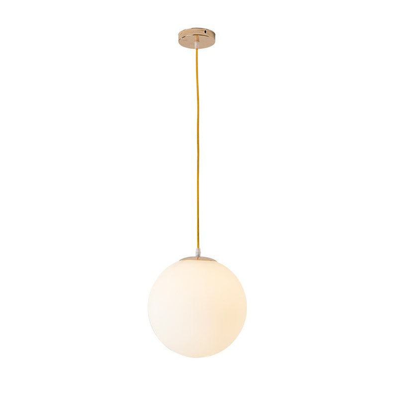 White Glass Spherical Suspension Lighting Minimalism 1 Head Ceiling Pendant Light over Table