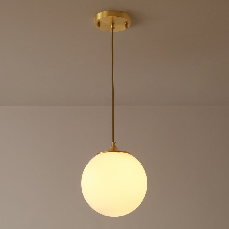 Global Suspension Pendant Light Simple Frosted White Glass 1 Bulb Dining Room Drop Lamp