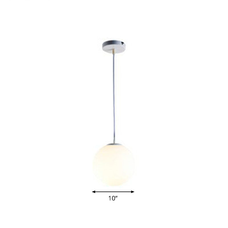 Opaque Glass Spherical Hanging Lamp Modern 1 Head White Pendant Lighting for Dining Room