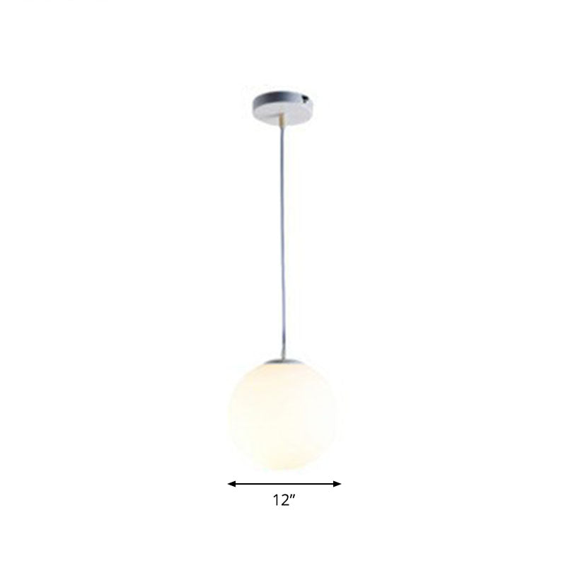 Opaque Glass Spherical Hanging Lamp Modern 1 Head White Pendant Lighting for Dining Room