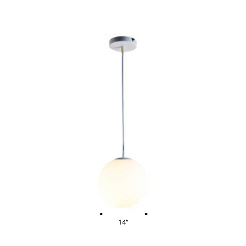 Opaque Glass Spherical Hanging Lamp Modern 1 Head White Pendant Lighting for Dining Room