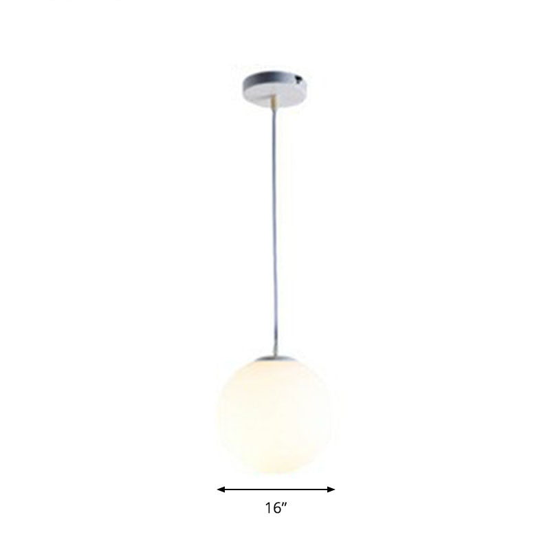 Opaque Glass Spherical Hanging Lamp Modern 1 Head White Pendant Lighting for Dining Room