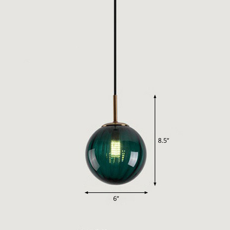 Multi-Color Glass Ball Pendulum Light Contemporary 1 Head Ceiling Pendant over Dining Table