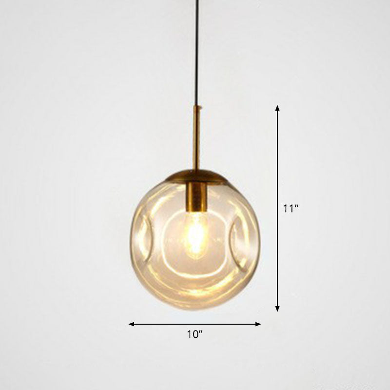 Dimpled Ball Suspension Lighting Modern Glass 1 Bulb Dining Room Ceiling Pendant Lamp