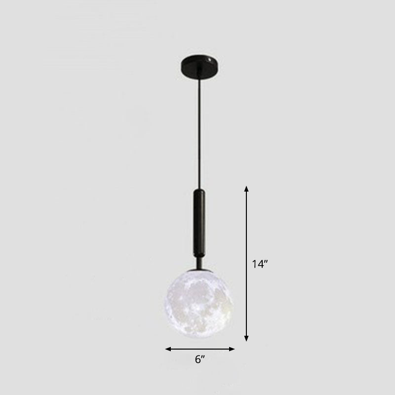 3D Print Moon Shaped Pendant Light Minimalist Creative Metal Single Hanging Lamp