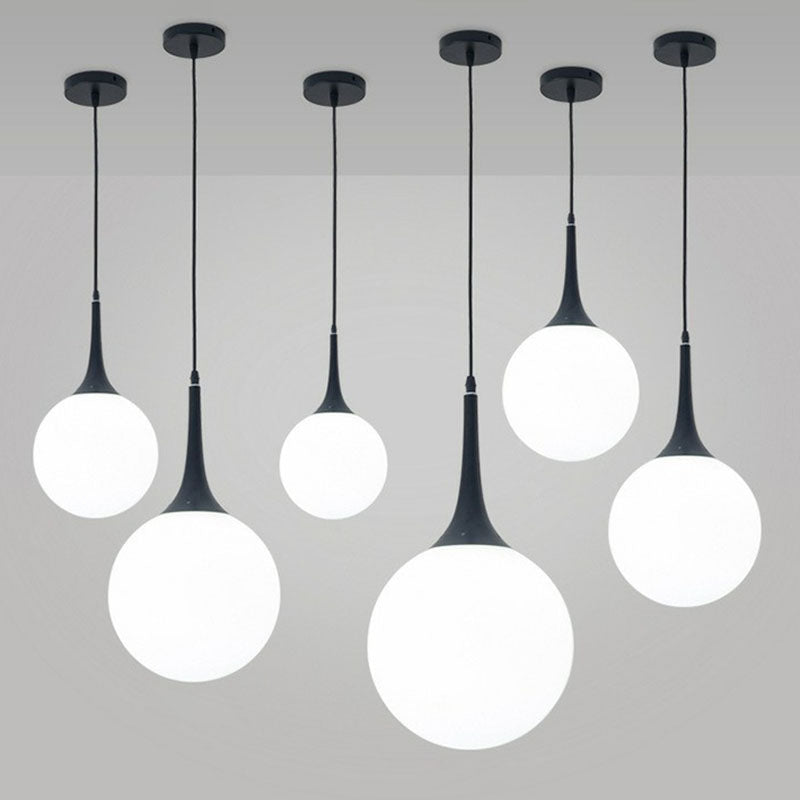 Spherical Cream Glass Suspension Light Minimalist 1-Light Hanging Pendant for Dining Room