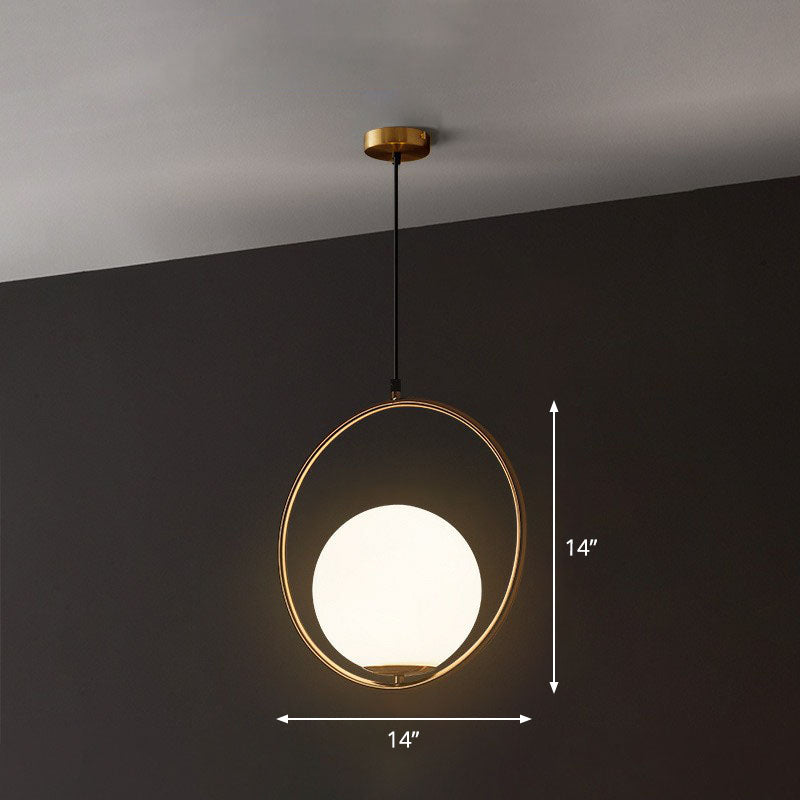 Globe Hanging Lamp Kit Postmoderne stijl wit glas 1-head gouden hanglampje voor restaurant