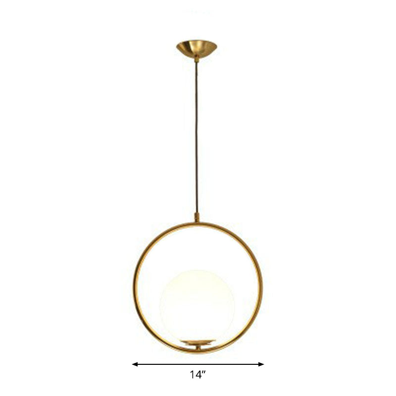 Ball Kitchen Down Lighting Pendant Milky Glass Single-Bulb Modern Modern Plafing Light