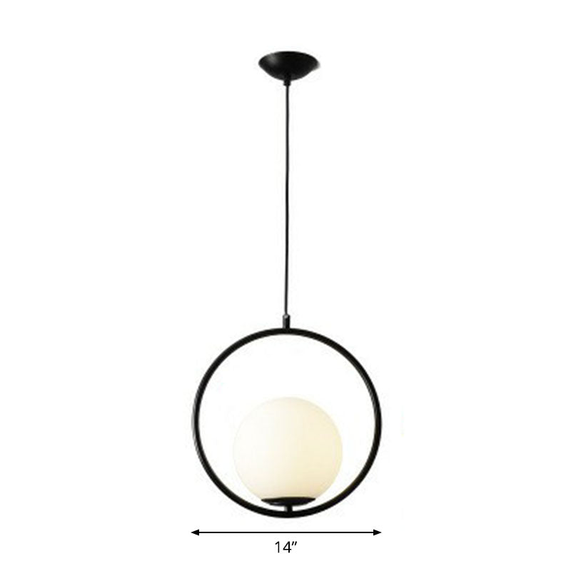 Ball Kitchen Down Lighting Pendant Milky Glass Single-Bulb Modern Modern Plafing Light