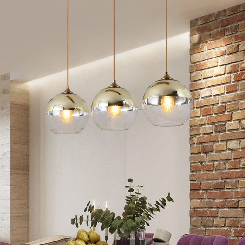 Sphere Electroplate Glass Pendant Lighting Postmodern Single Ceiling Hang Light for Dining Room