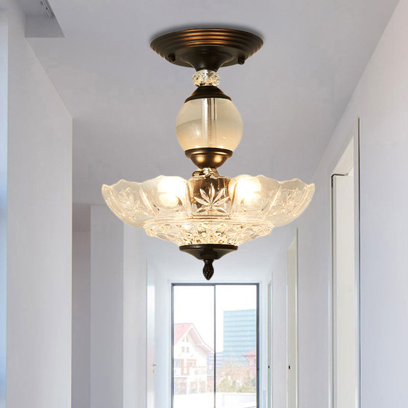 12 "/16" diámetro acampado semi flanpes de montura moderna 1 lámpara de techo ligera en negro/dorado con soportes de cristal