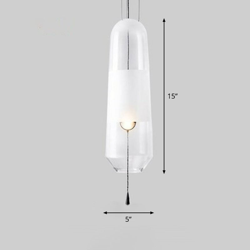 Nordic Elliptical Suspension Light Glass 1 Bulb Dining Room Ceiling Pendant Lamp with Pull Chain