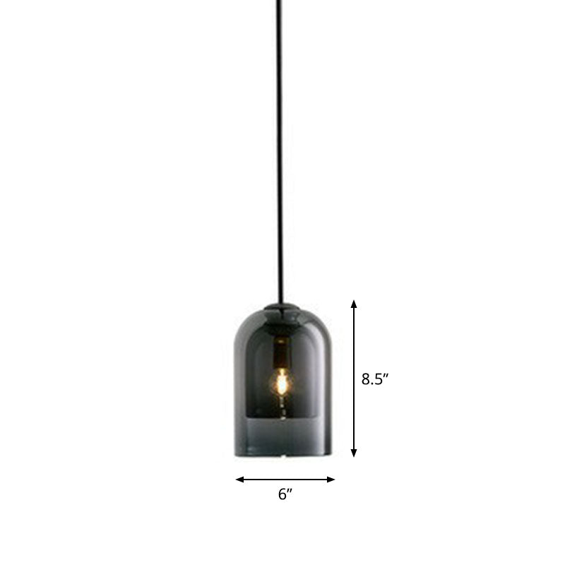 Cloche Shaped Hanging Lamp Contemporary Glass 1 Bulb Kitchen Suspended Lighting Fixture