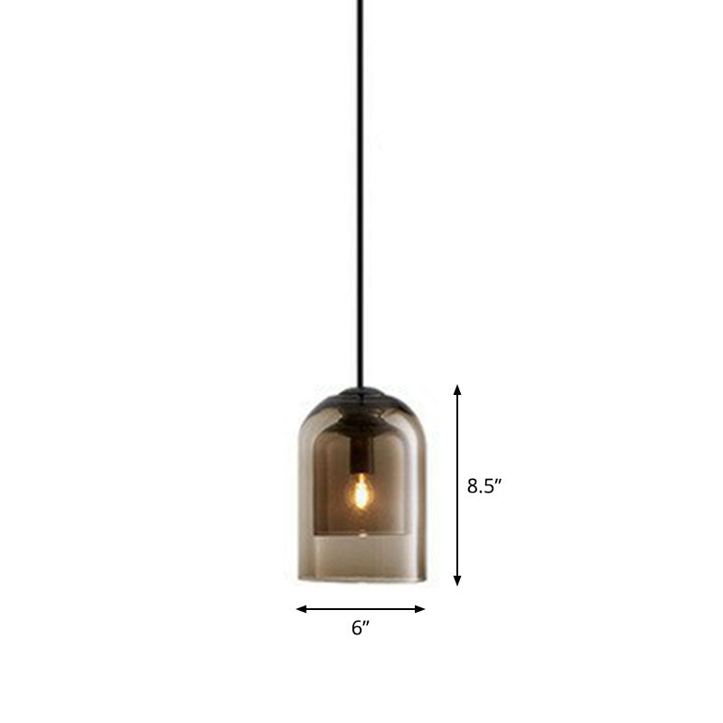 Cloche Shaped Hanging Lamp Contemporary Glass 1 Bulb Kitchen Suspended Lighting Fixture