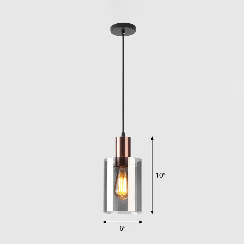 Rose Gold Bottle Shaped Pendant Postmodern Single Smoke Grey Glass Hanging Light Fixture