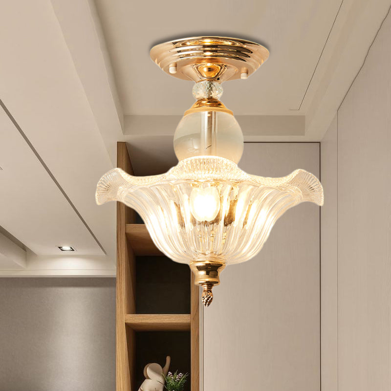 12 "/16" diámetro acampado semi flanpes de montura moderna 1 lámpara de techo ligera en negro/dorado con soportes de cristal