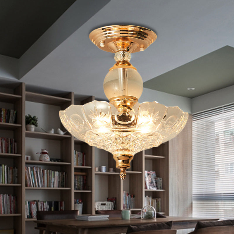 12 "/16" diámetro acampado semi flanpes de montura moderna 1 lámpara de techo ligera en negro/dorado con soportes de cristal