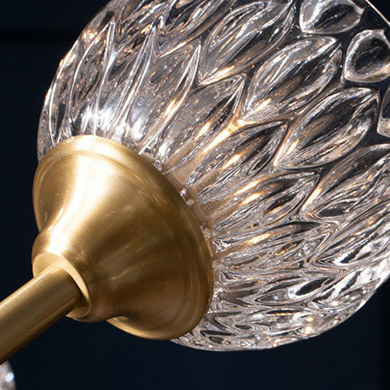 Metallic Branch Hanging Lamp Postmodern Gold Finish Chandelier with Ball Clear Crystal Shade