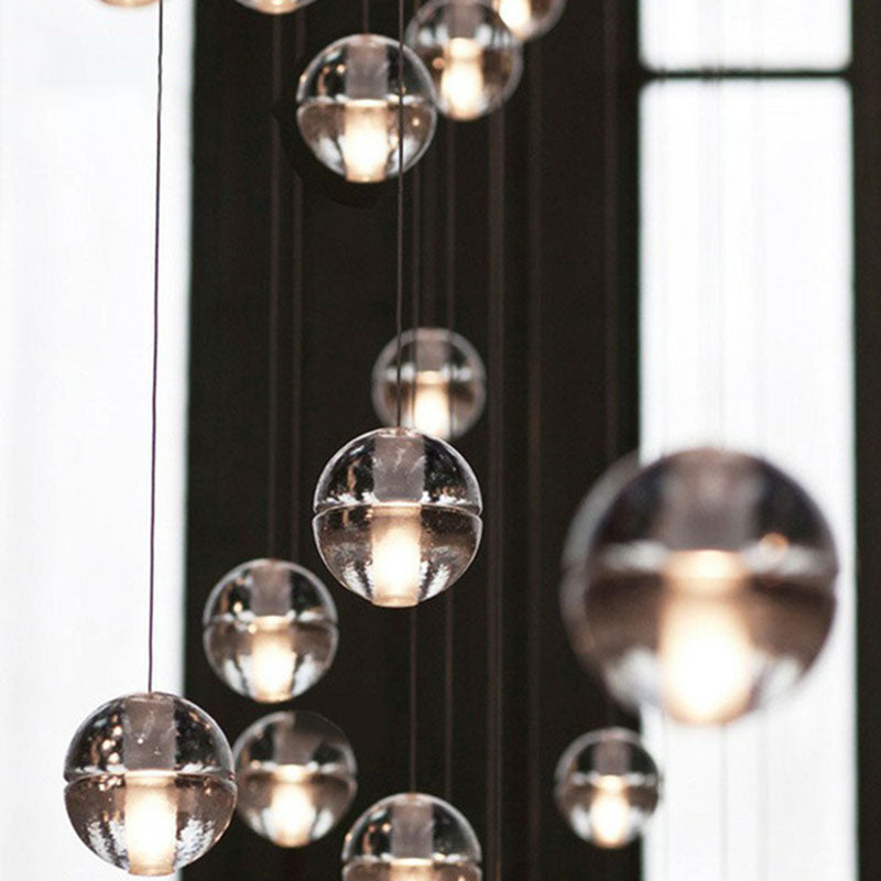 Meteor Shower Multi Light Pendant Chandelier Modern Seedy Glass Clear Suspension Light Fixture