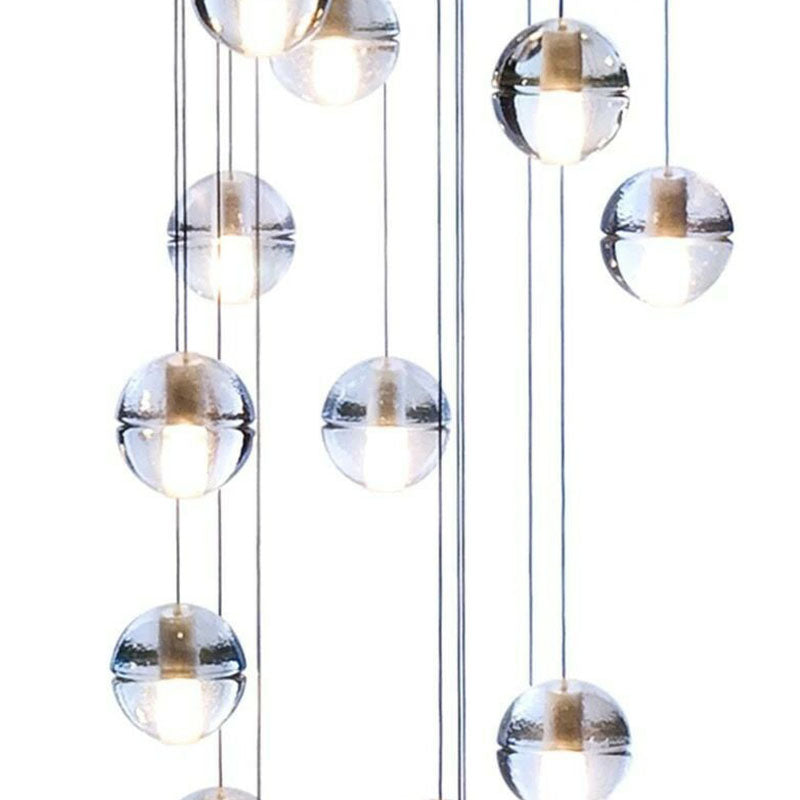 Meteor Shower Multi Light Pendant Chandelier Modern Seedy Glass Clear Suspension Light Fixture