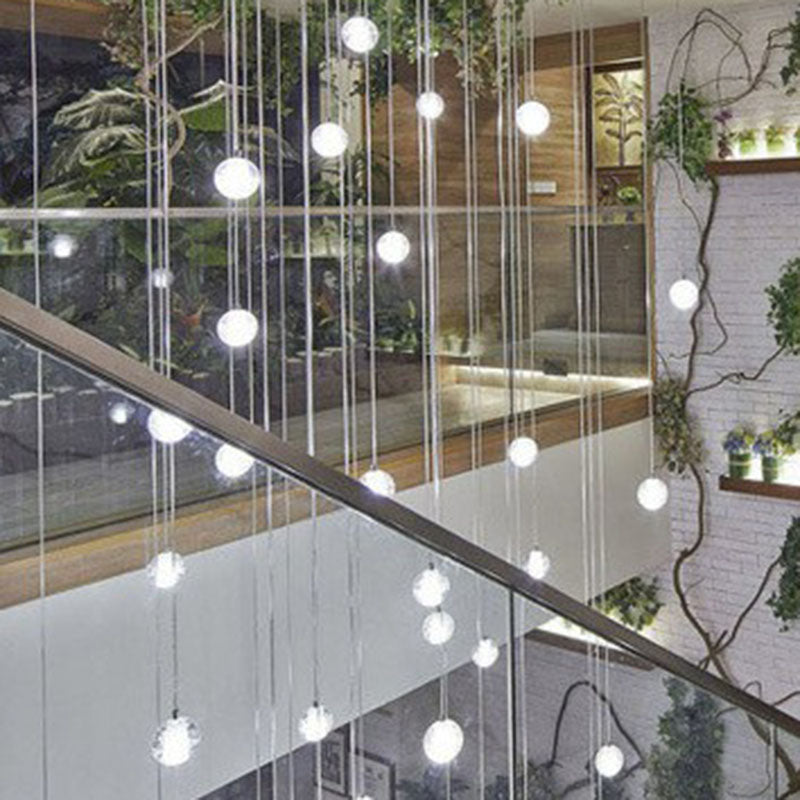 Meteor Shower Multi Light Pendant Chandelier Modern Seedy Glass Clear Suspension Light Fixture