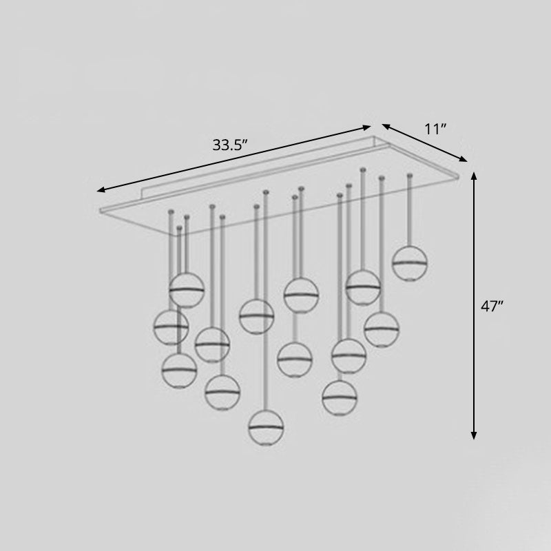 Meteor Shower Multi Light Pendant Chandelier Modern Seedy Glass Clear Suspension Light Fixture