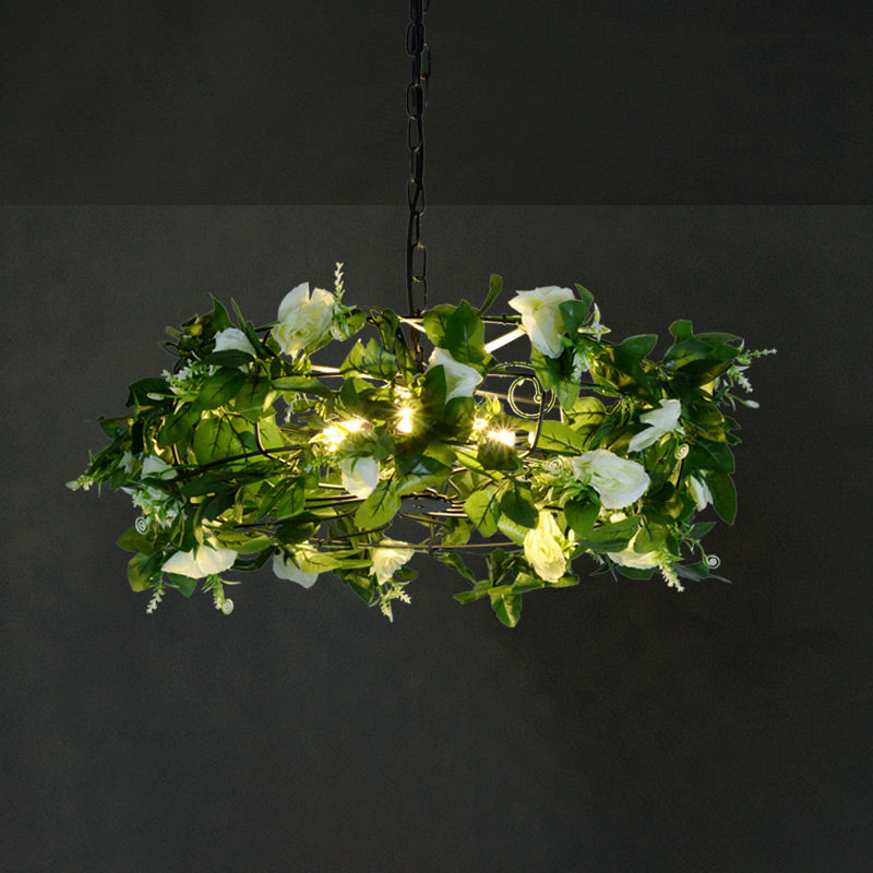 Lumo sospeso metallico a 1 luce ombreggiata antica con pianta artificiale per un ristorante
