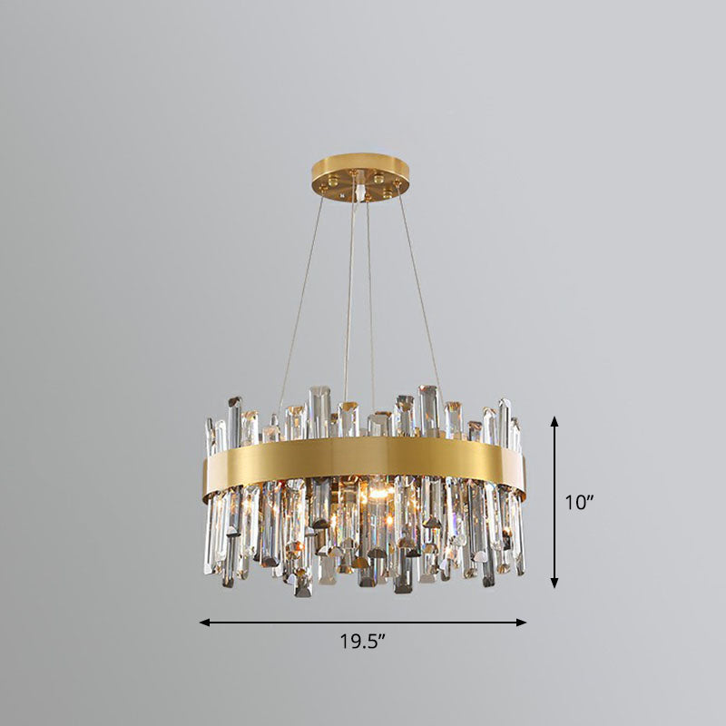 Circular Chandelier Pendant Light Contemporary K9 Crystal Gold Hanging Light for Living Room
