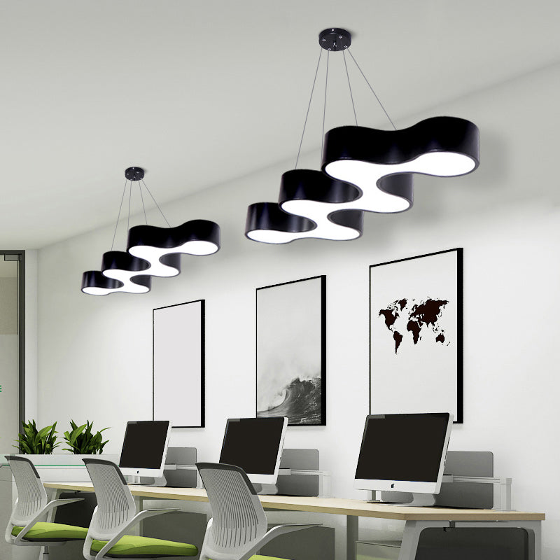Wave Shaped LED Suspension Light Modern Acrylic Meeting Room Chandelier Lighting