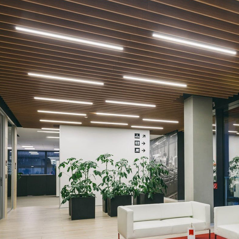 Plafonnier LED en forme de tige en aluminium, finition argentée moderne, luminaire de plafond pour le bureau