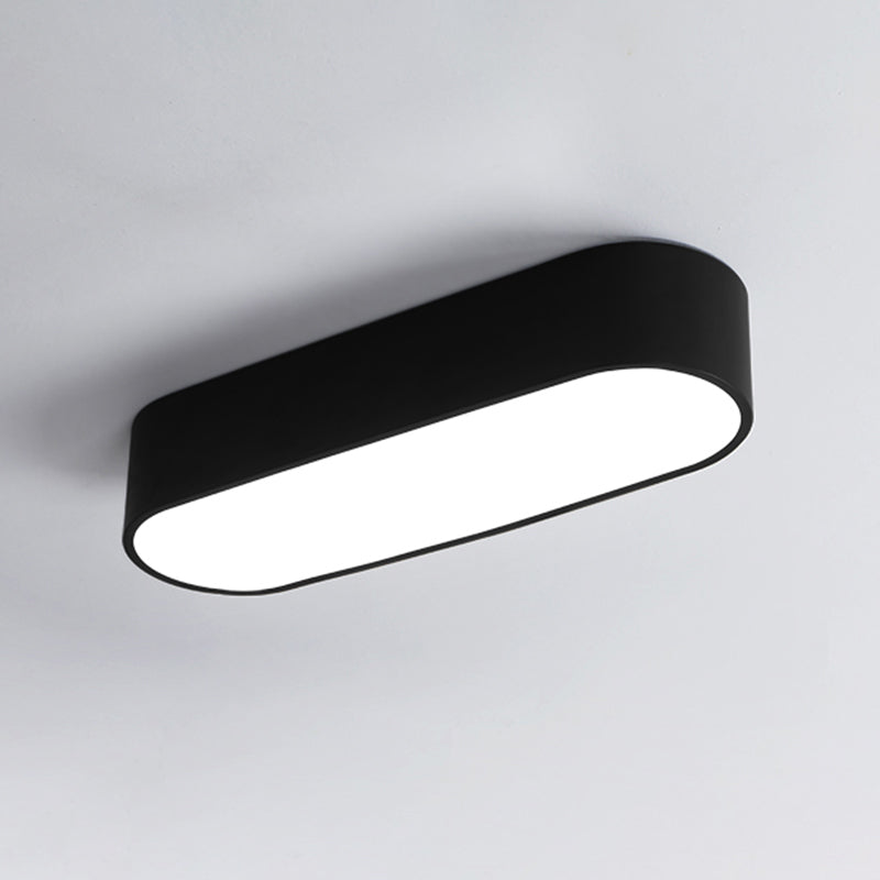 Lampada da soffitto a LED ovale metallica Lampada da incasso con finitura nera semplice per corridoio
