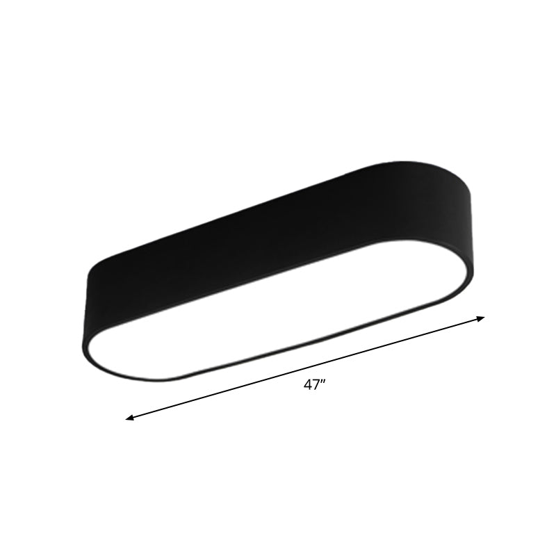 Lampada da soffitto a LED ovale metallica Lampada da incasso con finitura nera semplice per corridoio