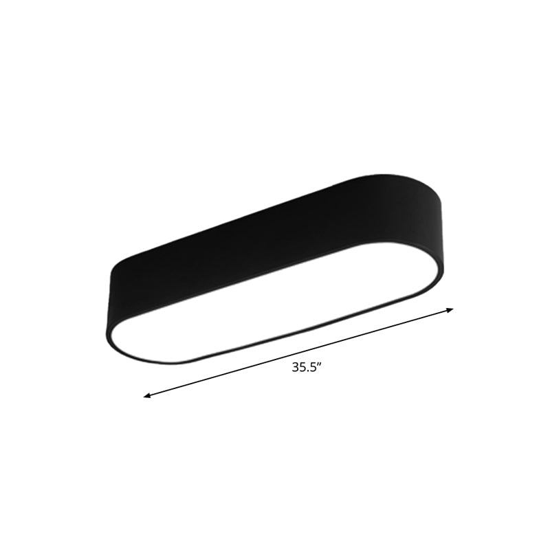 Lampada da soffitto a LED ovale metallica Lampada da incasso con finitura nera semplice per corridoio