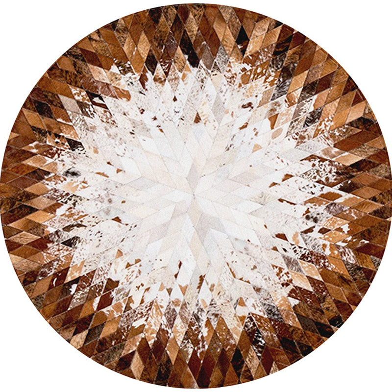 Multicolor Wood Look Geometric Rug Cowhide Modern Rug Stain Resistant Non-Slip Backing Rug for Home