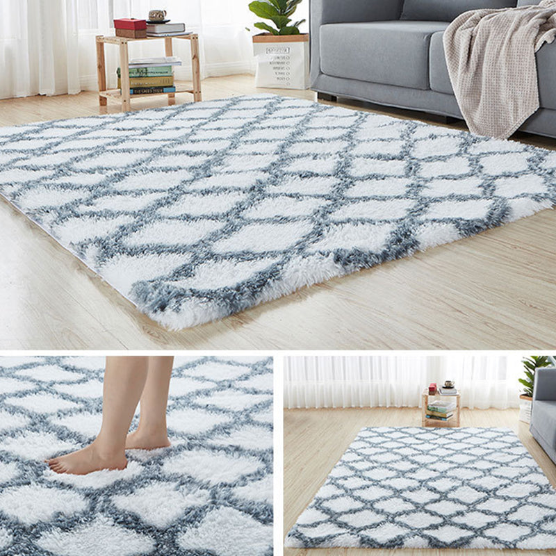 Comfortabele trellis print tapijt tapijt multolor eigentijds tapijt faux wol machine wasbaar anti-slip achterste huisdiervriendelijk kleed voor kamer