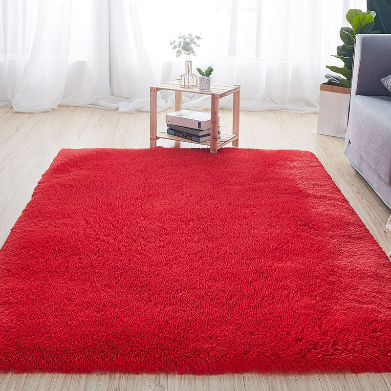 Comfort Solid Color Rug Multi-Color Scandinavian Carpet Plush Stain Resistant Anti-Slip Backing Machine Washable Rug for Home