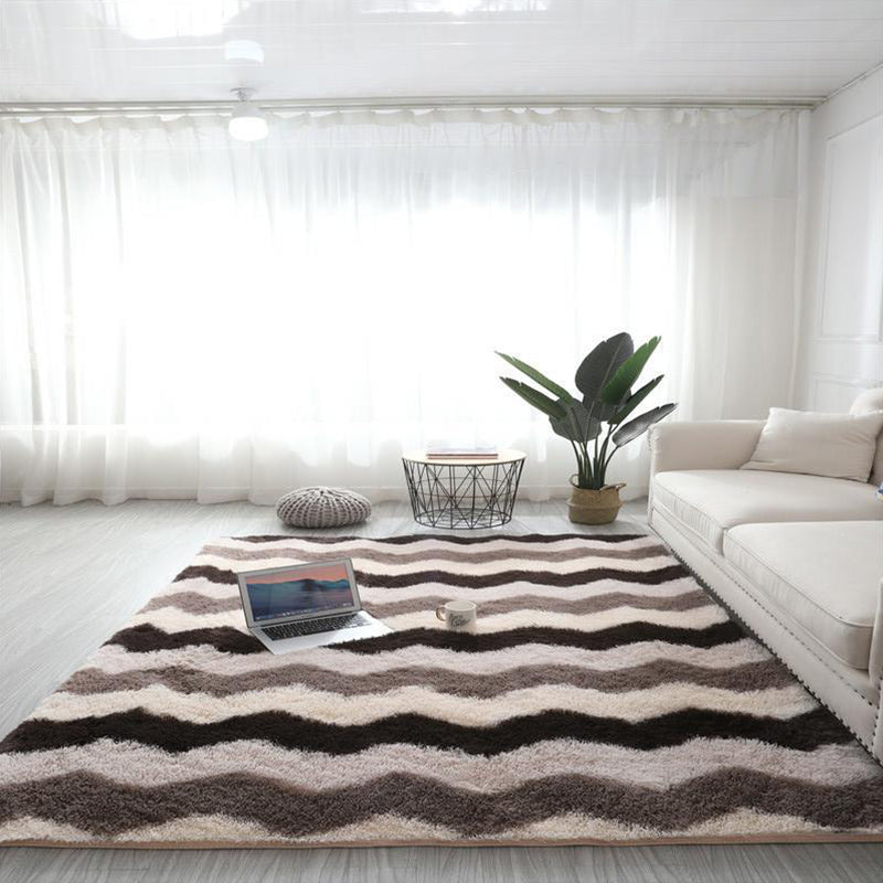 Relaxing Geometry Rug Multi Colored Modern Rug Shaggy Machine Washable Stain Resistant Non-Slip Backing Rug for Home