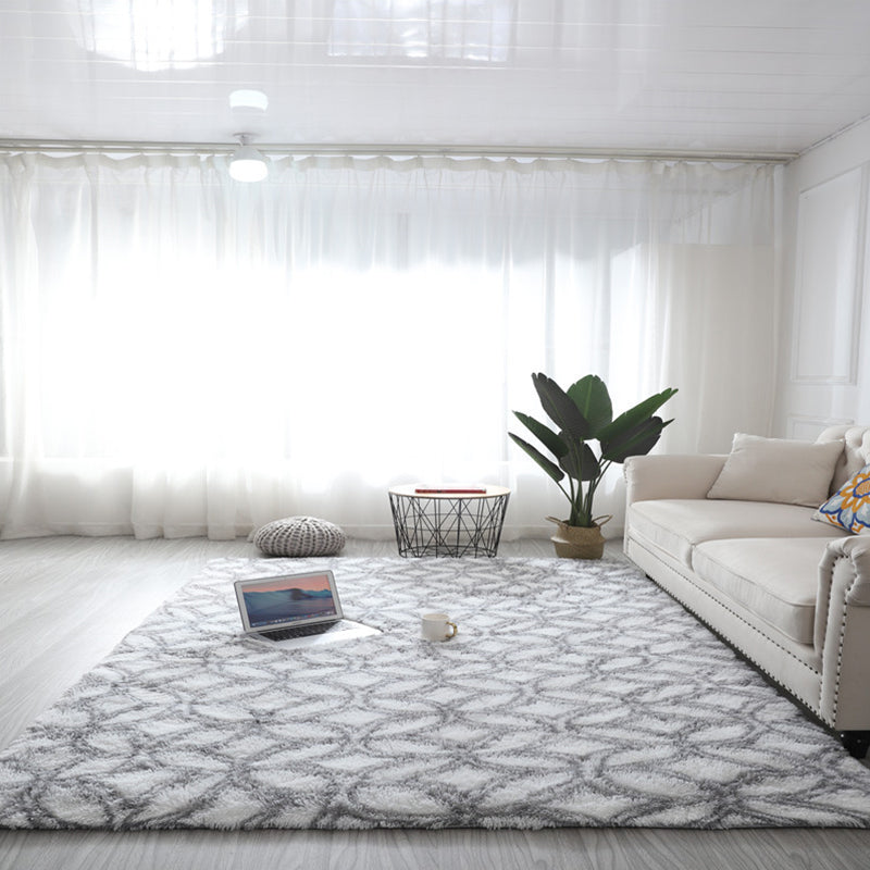 Relaxing Geometry Rug Multi Colored Modern Rug Shaggy Machine Washable Stain Resistant Non-Slip Backing Rug for Home